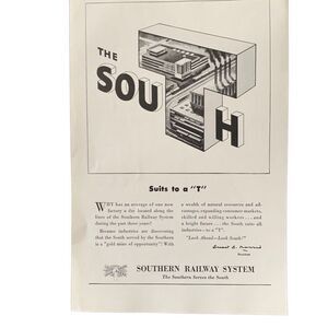 Vintage 1949 Southern Railway System Suits to a T Ad Advertisement